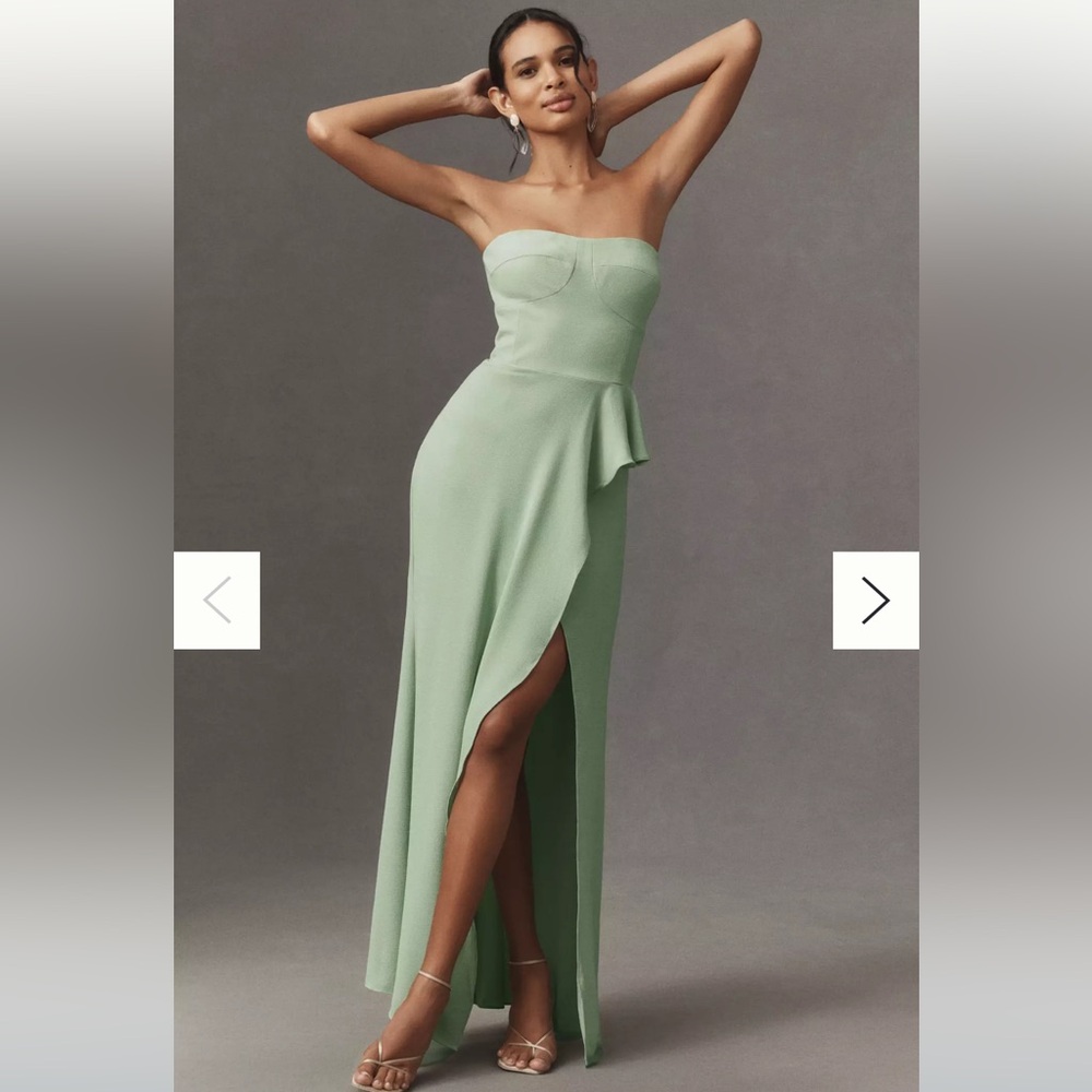 Elegant Strapless Green Dress